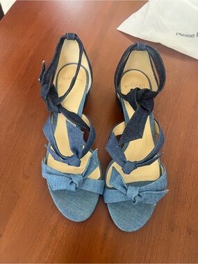 Alexandre Birman Denim Knot Ankle-Tie Sandals - Blue Denim